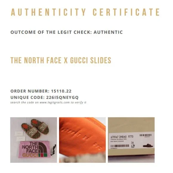 New in Blemished Box Women's The North Face x Gucci Beige & Orange Slides US 6 - Picture 16 of 16